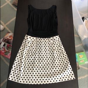 Black/White Polka Dot Midi Dress